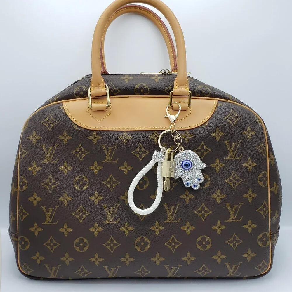 Authentic Louis Vuitton Lock & Key with Unbranded Evil Eye Charm, Keychain